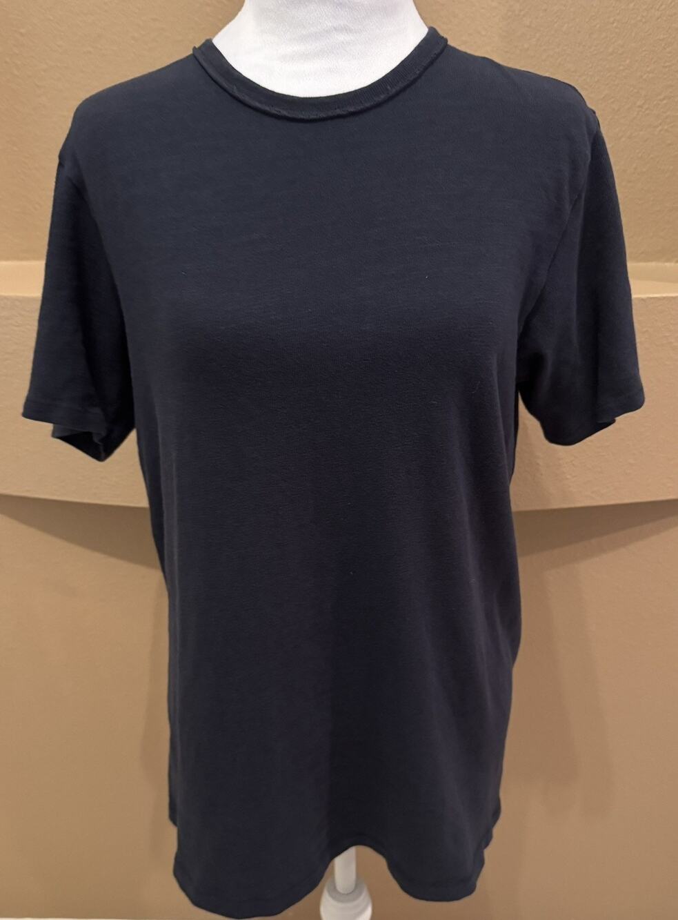 Rag & Bone Shirt Mens Navy Classic Flame Standard Issue Slub Crew Neck Size S